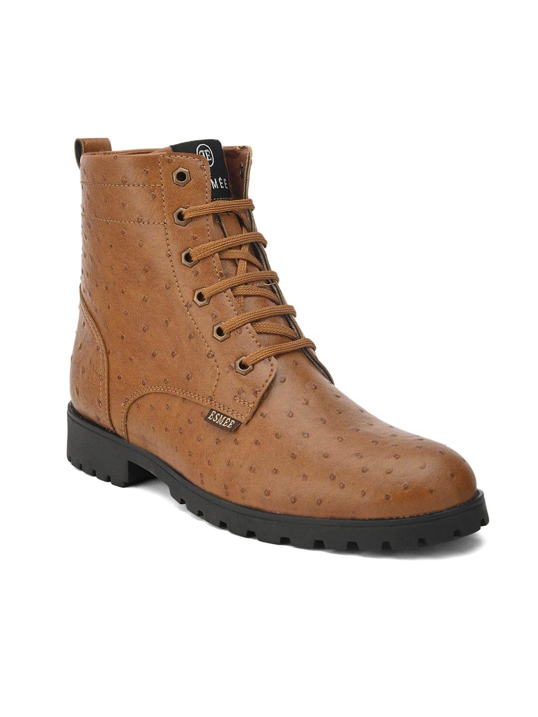 LUCAS OSTRICH PATTERN BOOTS - Tan