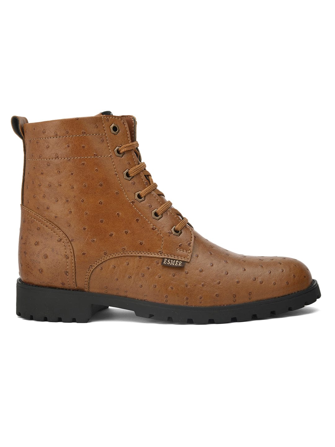 LUCAS OSTRICH PATTERN BOOTS - Tan