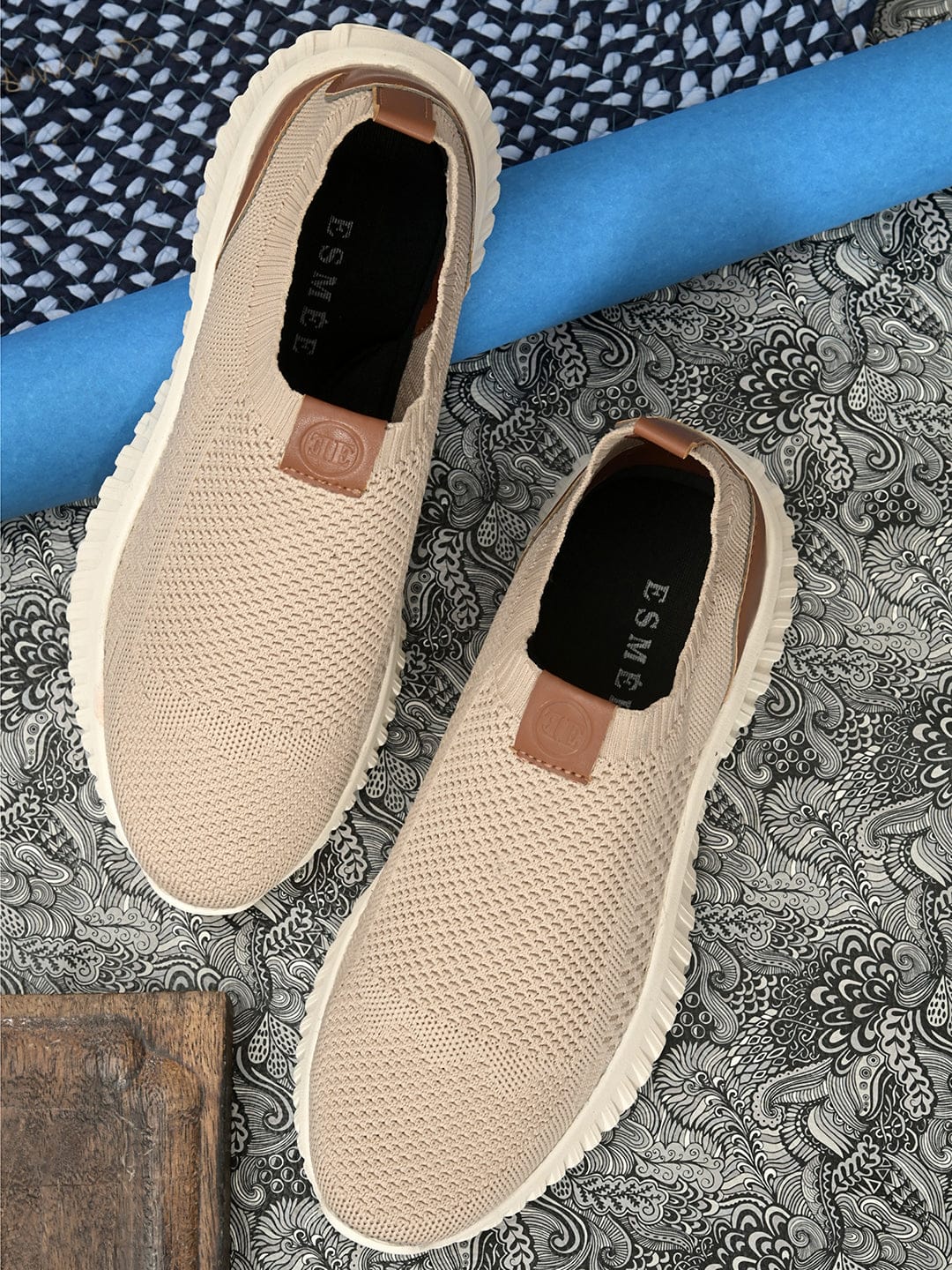 PROKNIT SLIP-ONS RUNNING SPORTS SNEAKERS - B-501- Tan