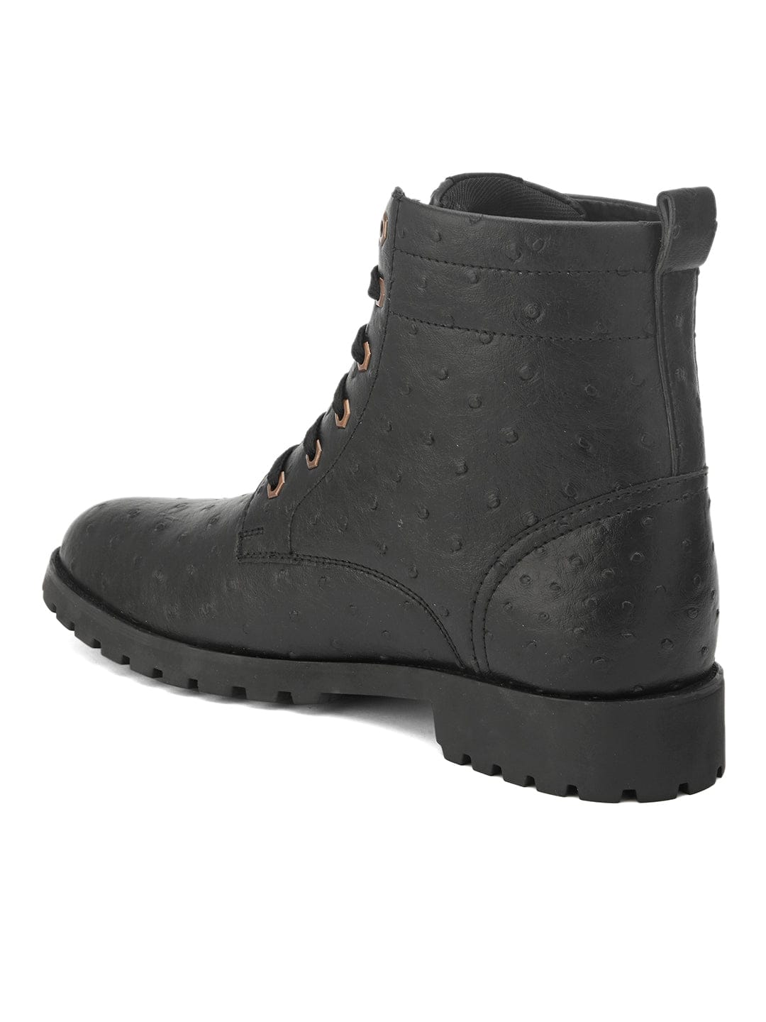 LUCAS OSTRICH PATTERN BOOTS - Black