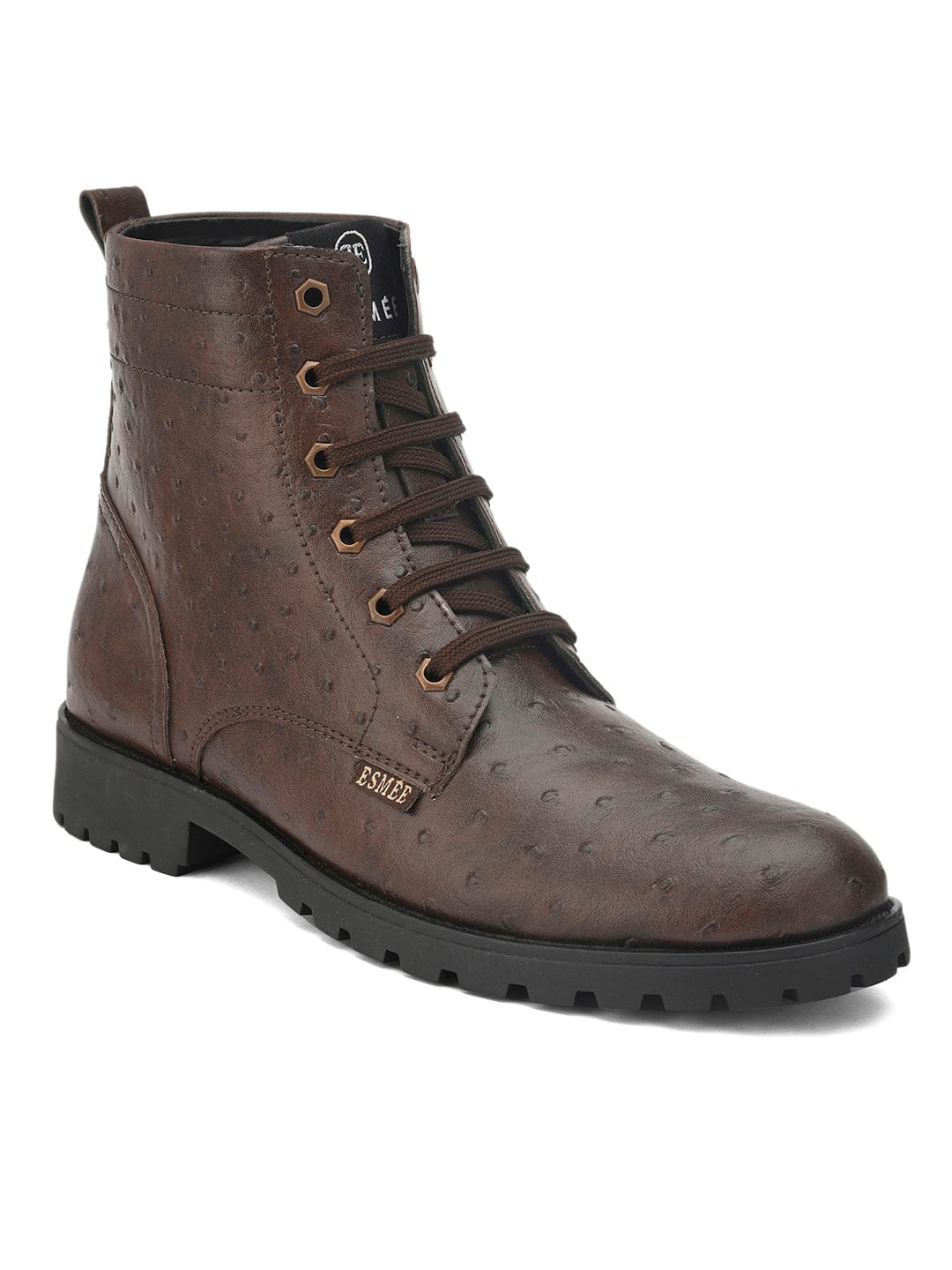 LUCAS OSTRICH PATTERN BOOTS - Brown