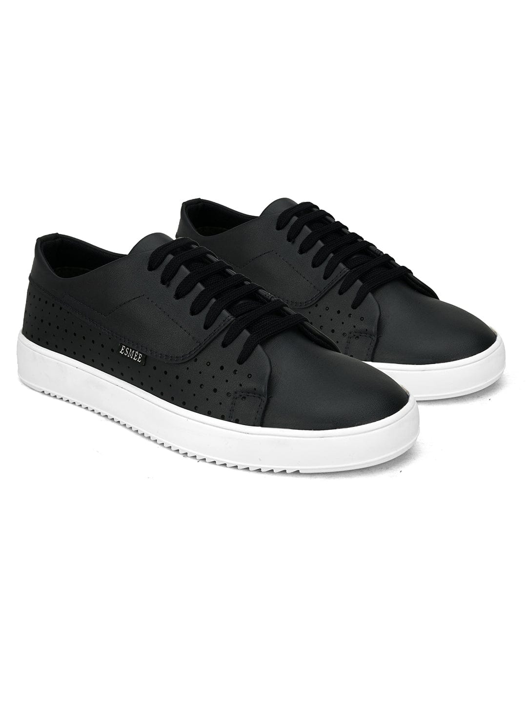 LACE UP  CASUAL SNEAKERS SHOES- ES-15 - Black