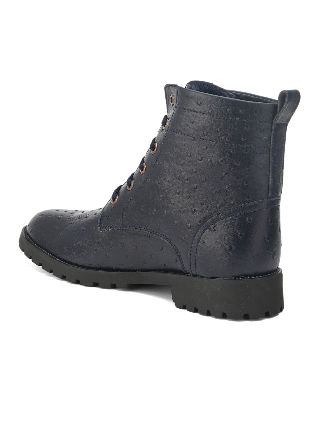 LUCAS OSTRICH PATTERN BOOTS - Navy Blue